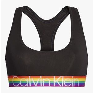Calvin Klein Modern Cotton Bralette Bra Black Rainbow Pride M